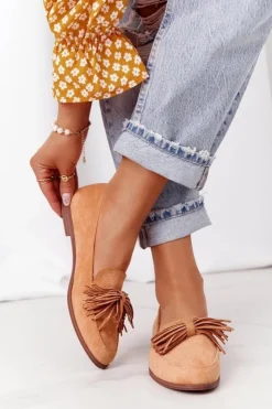 Online Evento Zamszowe Mokasyny Z Frędzlami Camel Alicante