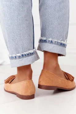 Online Evento Zamszowe Mokasyny Z Frędzlami Camel Alicante