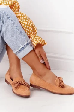 Online Evento Zamszowe Mokasyny Z Frędzlami Camel Alicante