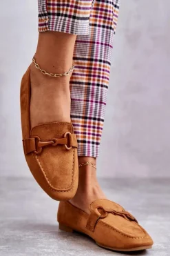 Sale Boto Zamszowe Mokasyny Z Ozdobą Camel Santi