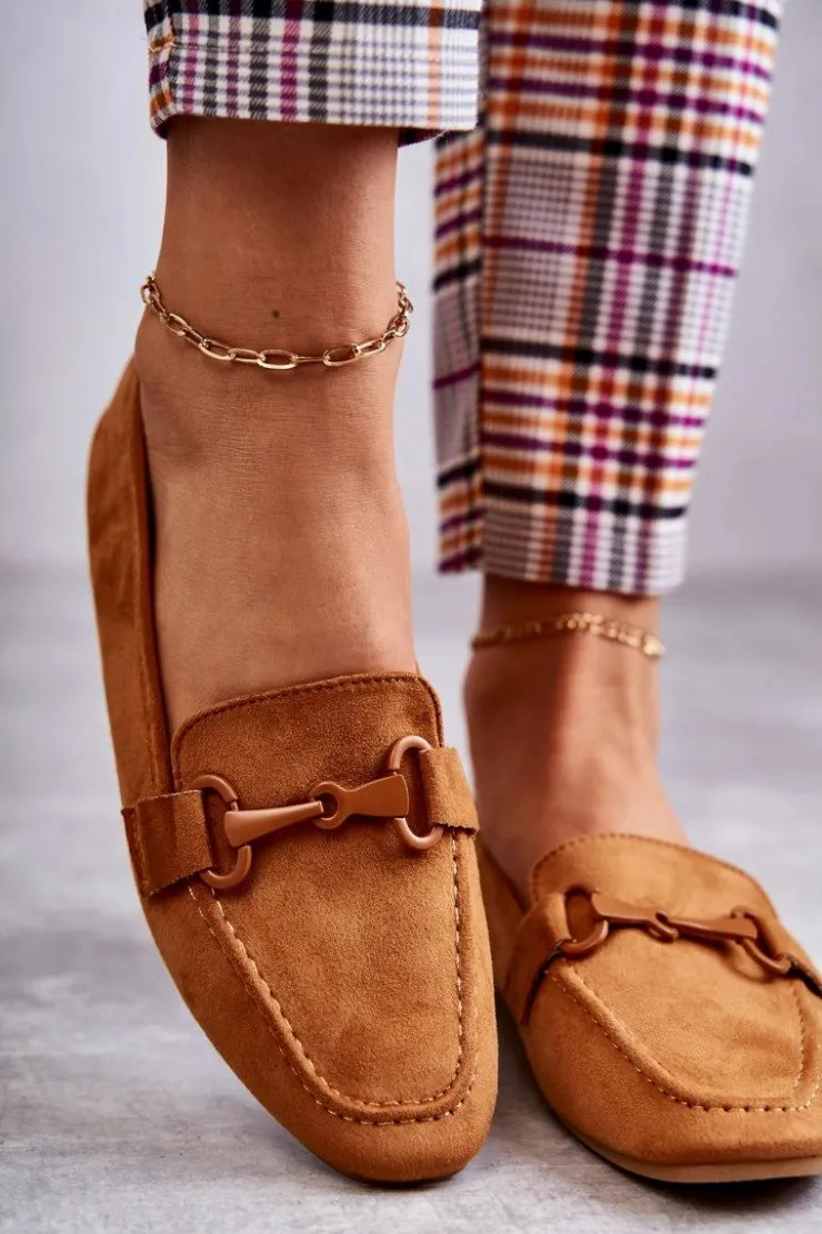 Sale Boto Zamszowe Mokasyny Z Ozdobą Camel Santi