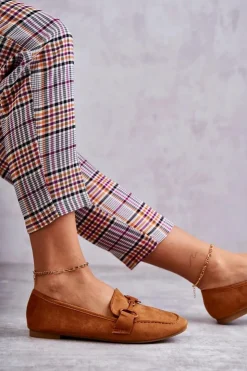 Sale Boto Zamszowe Mokasyny Z Ozdobą Camel Santi