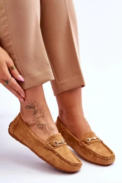 Damskie Boto Zamszowe Mokasyny Z Ozdobą Brązowe Eleina