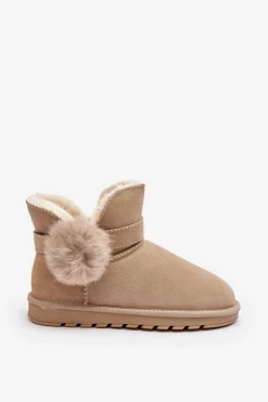 Boto Śniegowce Damskie*Zamszowe Śniegowce Damskie Z Wycięciami Beżowe Eraclio