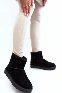 Damskie Boto Zamszowe Śniegowce Damskie Ocieplane Czarne Nanga