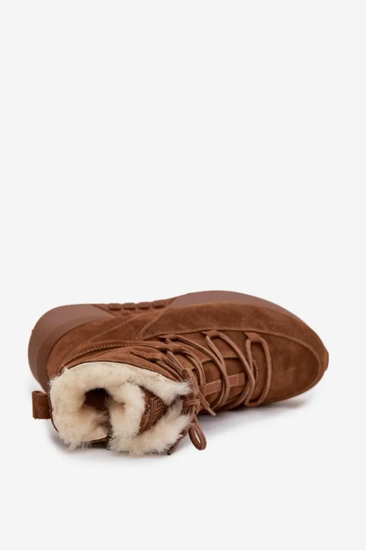 Damskie Big Star Shoes Zamszowe Śniegowce Damskie Z Futerkiem Big Star SS274318 Brązowe