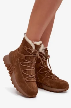 Damskie Big Star Shoes Zamszowe Śniegowce Damskie Z Futerkiem Big Star SS274318 Brązowe