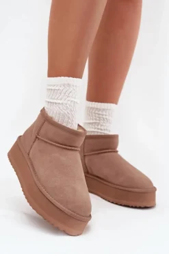 Buty damskie Vinceza Śniegowce Damskie*Zamszowe Śniegowce Damskie Na Platformie Vinceza 97962 Beżowe Beżowy