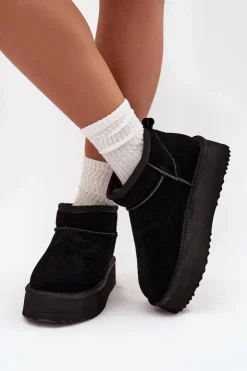 Buty damskie Vinceza Śniegowce Damskie*Zamszowe Śniegowce Damskie Na Platformie Vinceza 97962 Czarne Czarny