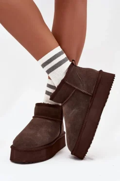 Damskie Buty damskie Vinceza Zamszowe Śniegowce Damskie Na Platformie Vinceza 97962 Czekoladowe