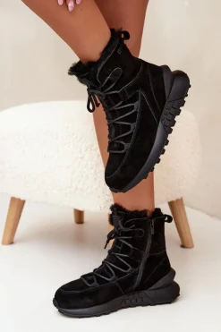 Sale Big Star Shoes Zamszowe Śniegowce Damskie Z Futerkiem Big Star SS274319 Czarne Czarny