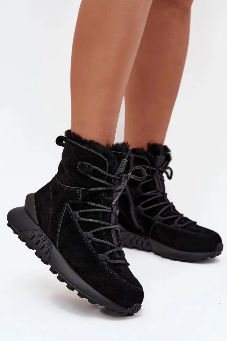 Sale Big Star Shoes Zamszowe Śniegowce Damskie Z Futerkiem Big Star SS274319 Czarne Czarny