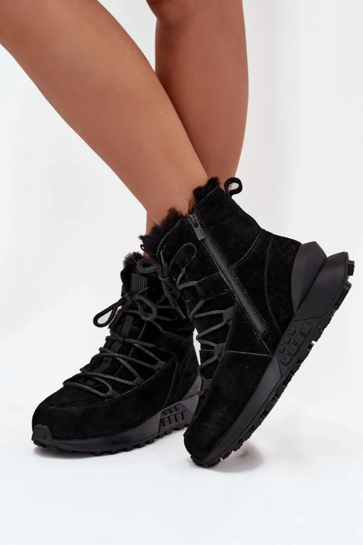 Sale Big Star Shoes Zamszowe Śniegowce Damskie Z Futerkiem Big Star SS274319 Czarne Czarny