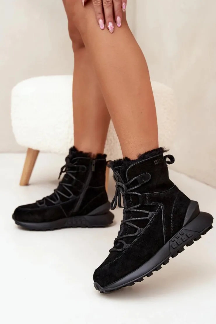 Sale Big Star Shoes Zamszowe Śniegowce Damskie Z Futerkiem Big Star SS274319 Czarne Czarny