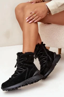 Sale Big Star Shoes Zamszowe Śniegowce Damskie Z Futerkiem Big Star SS274319 Czarne Czarny