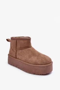 Damskie Boto Zamszowe Śniegowce Na Platformie Ciemnobeżowe Corcoran