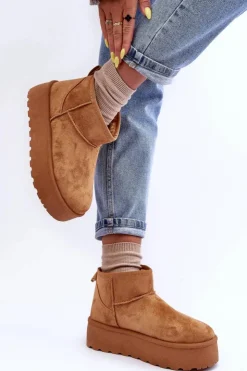 Discount Boto Zamszowe Śniegowce Na Platformie Brązowe Corcoran Brązowy