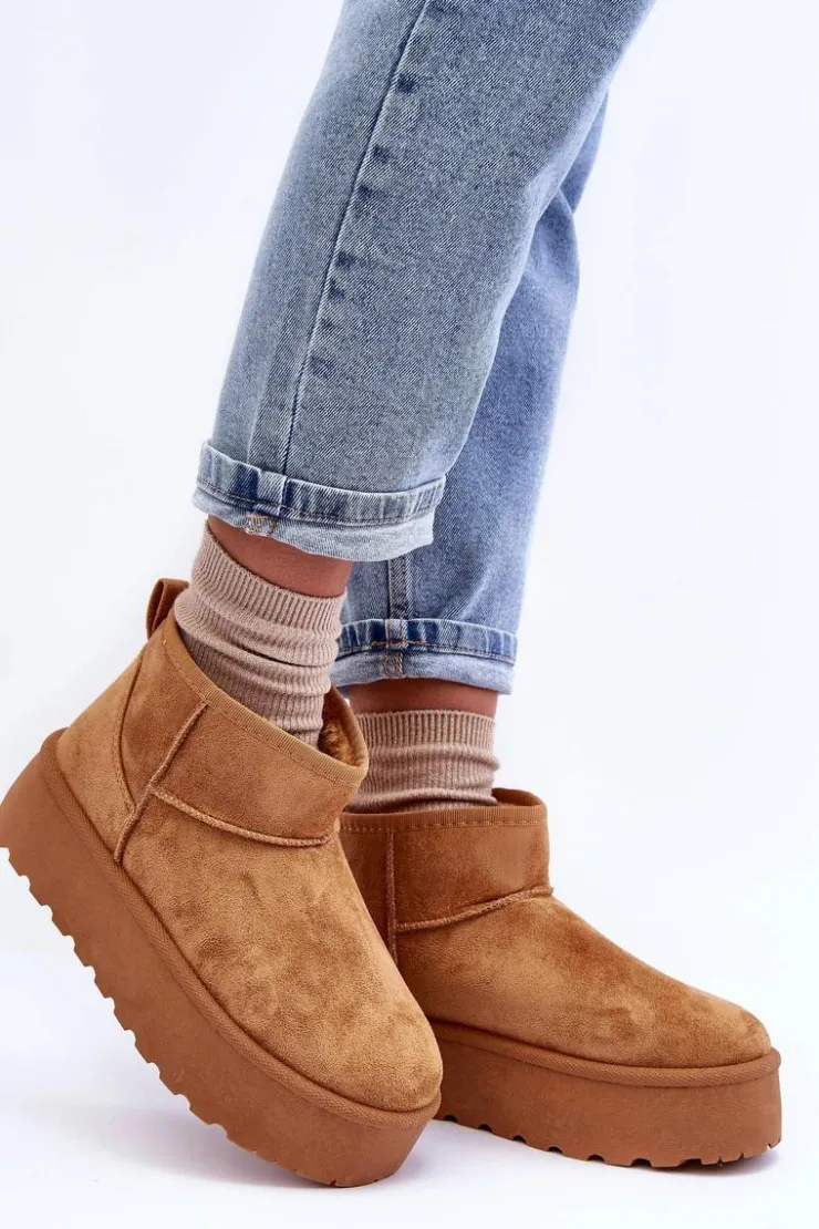 Discount Boto Zamszowe Śniegowce Na Platformie Brązowe Corcoran Brązowy