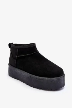 Damskie Boto Zamszowe Śniegowce Na Platformie Czarne Corcoran