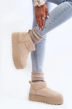 Online Boto Zamszowe Śniegowce Na Platformie Jasnobeżowe Corcoran