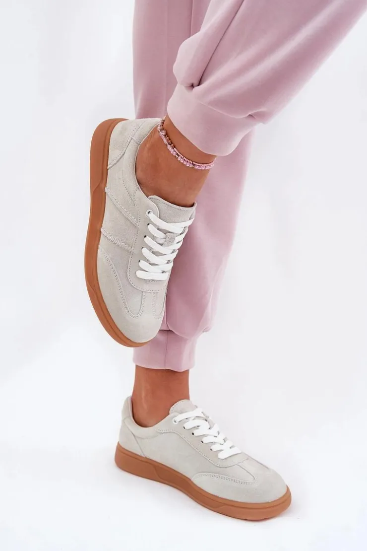 Damskie Evento Zamszowe Niskie Sneakersy Damskie Szare Paliana
