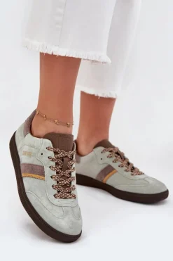 Big Star Shoes Buty Sportowe Big Star|Sneakersy Damskie*Zamszowe Niskie Sneakersy Damskie Big Star SS274678 HI-POLY SYSTEM Miętowe Zielony