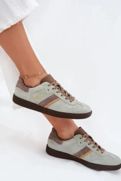 Big Star Shoes Buty Sportowe Big Star|Sneakersy Damskie*Zamszowe Niskie Sneakersy Damskie Big Star SS274678 HI-POLY SYSTEM Miętowe Zielony