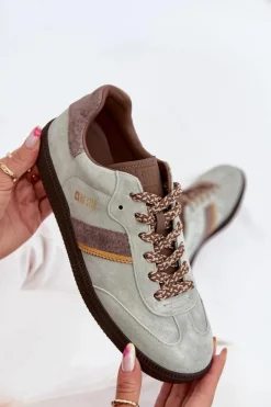 Big Star Shoes Buty Sportowe Big Star|Sneakersy Damskie*Zamszowe Niskie Sneakersy Damskie Big Star SS274678 HI-POLY SYSTEM Miętowe Zielony