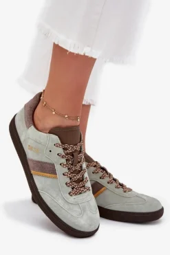 Big Star Shoes Buty Sportowe Big Star|Sneakersy Damskie*Zamszowe Niskie Sneakersy Damskie Big Star SS274678 HI-POLY SYSTEM Miętowe Zielony