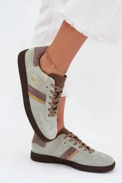 Big Star Shoes Buty Sportowe Big Star|Sneakersy Damskie*Zamszowe Niskie Sneakersy Damskie Big Star SS274678 HI-POLY SYSTEM Miętowe Zielony