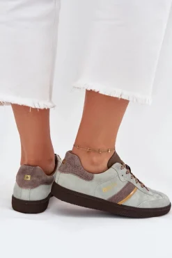 Big Star Shoes Buty Sportowe Big Star|Sneakersy Damskie*Zamszowe Niskie Sneakersy Damskie Big Star SS274678 HI-POLY SYSTEM Miętowe Zielony