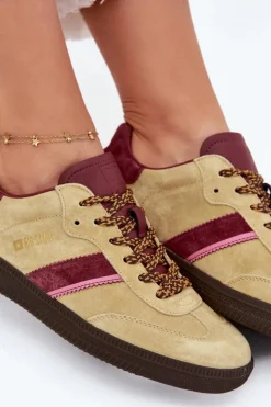 Big Star Shoes Zamszowe Niskie Sneakersy Damskie Big Star SS274680 HI-POLY SYSTEM Limonkowe Zielony