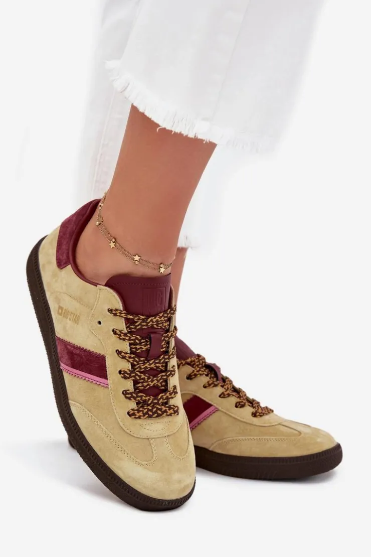 Big Star Shoes Zamszowe Niskie Sneakersy Damskie Big Star SS274680 HI-POLY SYSTEM Limonkowe Zielony