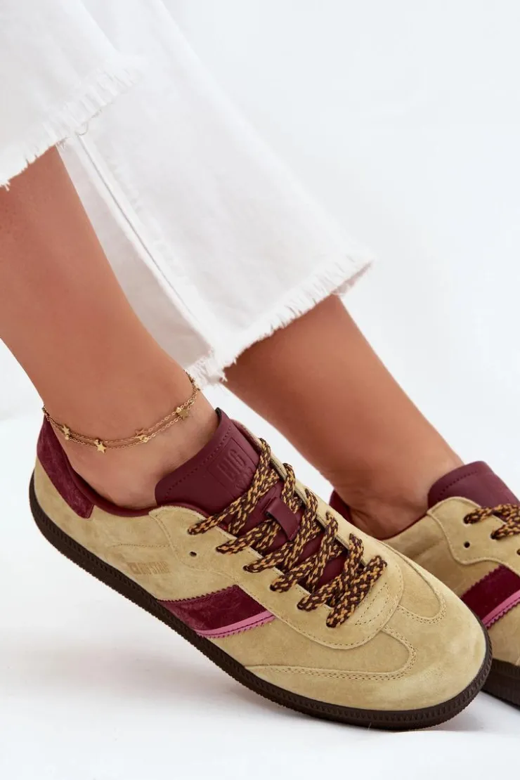 Big Star Shoes Zamszowe Niskie Sneakersy Damskie Big Star SS274680 HI-POLY SYSTEM Limonkowe Zielony