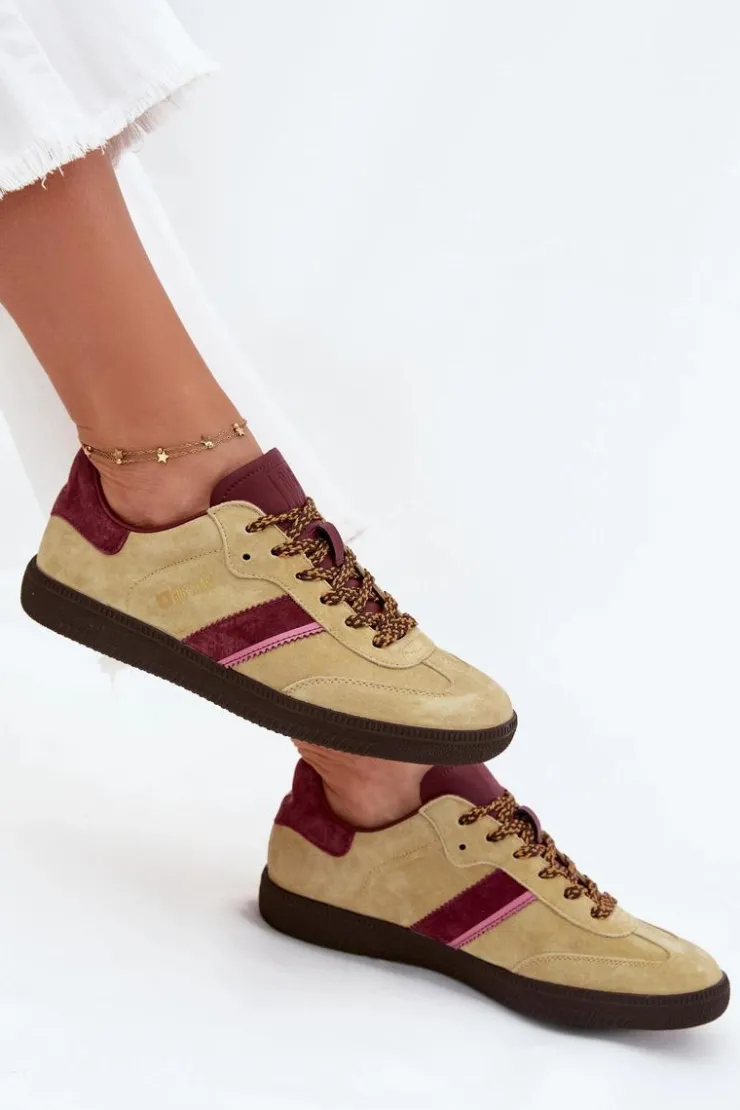 Big Star Shoes Zamszowe Niskie Sneakersy Damskie Big Star SS274680 HI-POLY SYSTEM Limonkowe Zielony