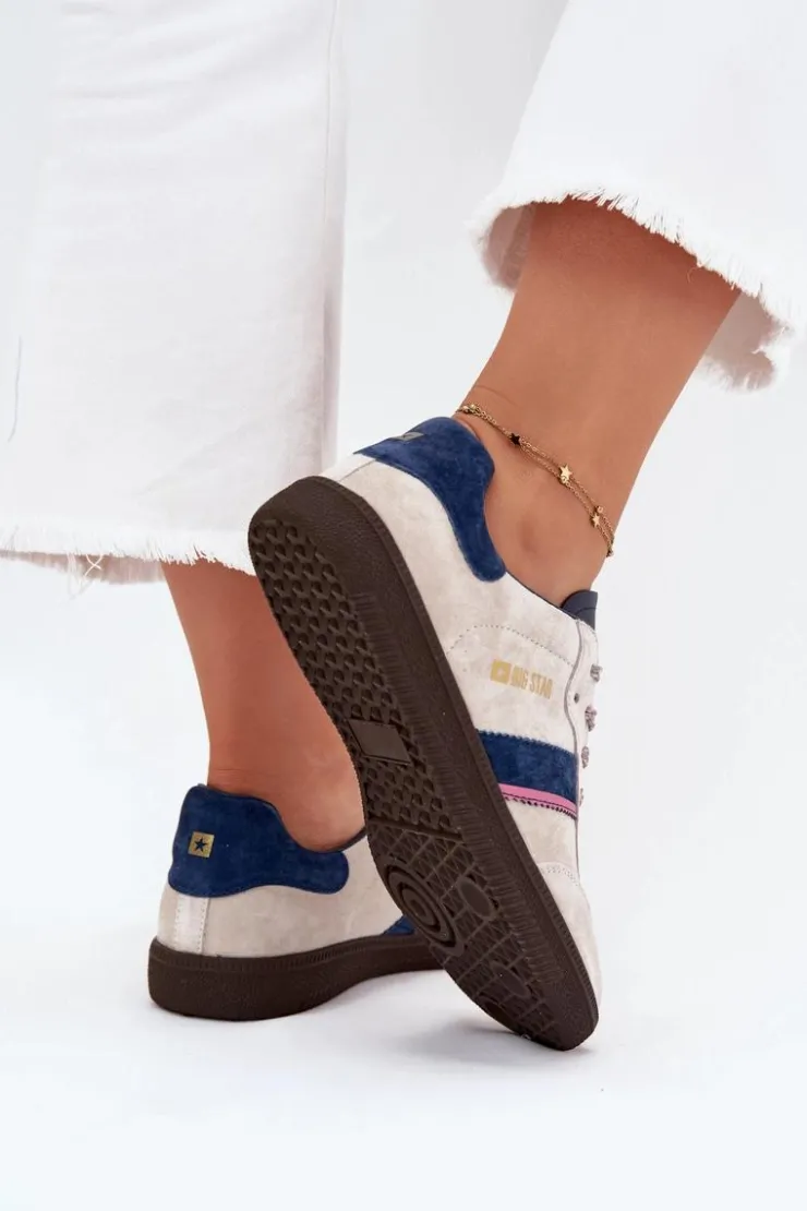 Damskie Big Star Shoes Zamszowe Niskie Sneakersy Damskie Big Star SS274679 HI-POLY SYSTEM Szare