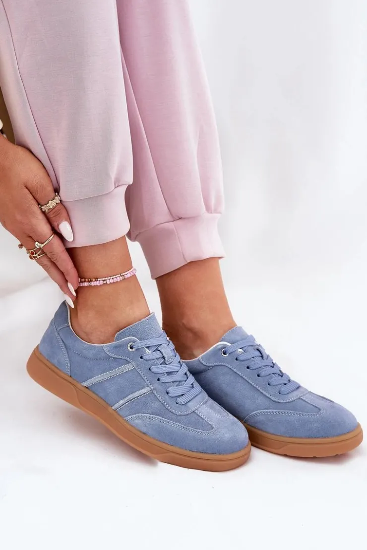 Clearance Evento Zamszowe Niskie Sneakersy Damskie e Paliana Niebieski