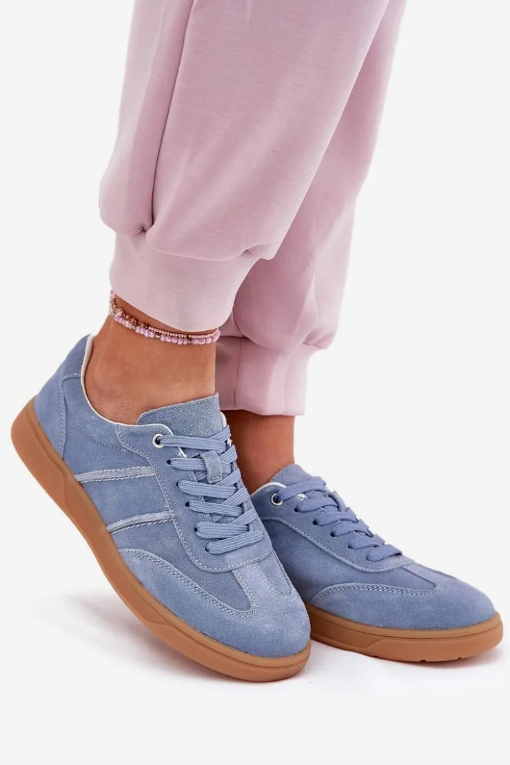 Clearance Evento Zamszowe Niskie Sneakersy Damskie e Paliana Niebieski