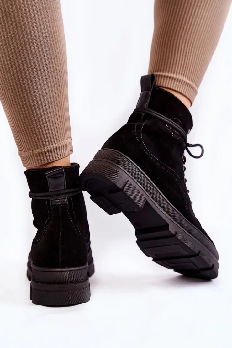 Discount Big Star Shoes Zamszowe Ocieplane Botki Trapery Big Star KK274525 Czarne