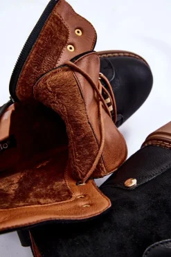 Outlet Evento Zamszowe Ocieplane Botki Trapery Czarne Alette