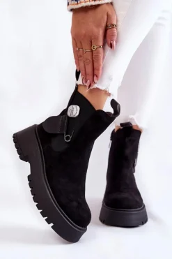 New Boto Zamszowe Ocieplane Botki Workery Czarne Magnis