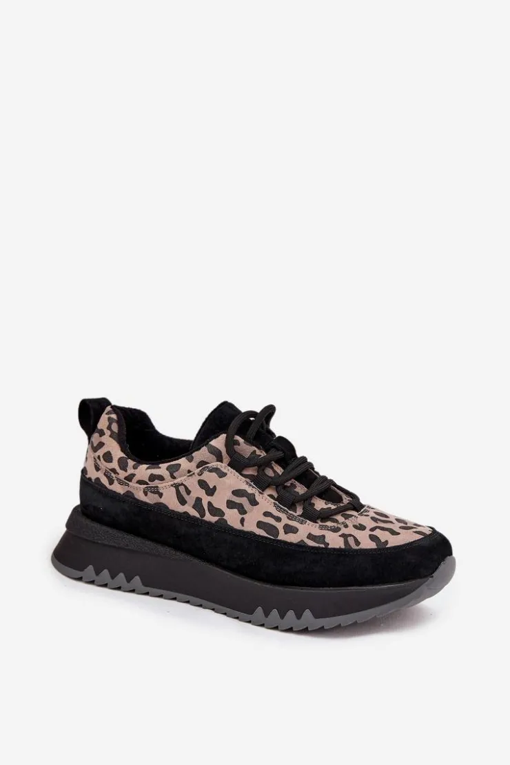 Damskie Buty damskie Vinceza Zamszowe Ocieplane Sneakersy Damskie Na Platformie Vinceza 66836 Panterka Czarne