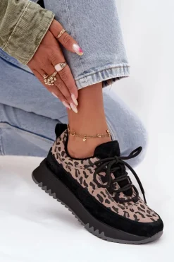 Damskie Buty damskie Vinceza Zamszowe Ocieplane Sneakersy Damskie Na Platformie Vinceza 66836 Panterka Czarne