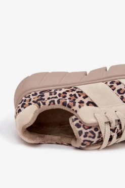 Outlet Buty damskie Vinceza Zamszowe Ocieplane Sneakersy Damskie Na Masywnej Platformie Vinceza 66841 Panterka Beżowe Beżowy