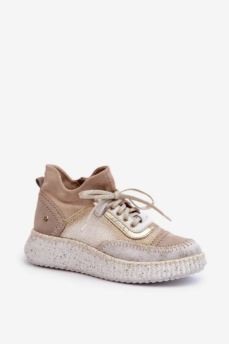 Hot Maciejka Zamszowe Półbuty Damskie 06405-04 Beżowe