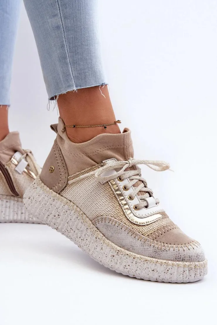 Hot Maciejka Zamszowe Półbuty Damskie 06405-04 Beżowe