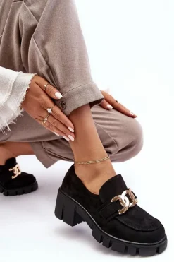 Buty damskie Vinceza Mokasyny Damskie Zamszowe*Zamszowe Półbuty Damskie Z Ozdobą Czarne Rullenes