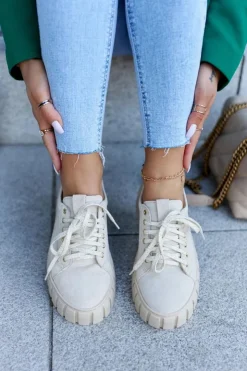 Damskie Boto Zamszowe Półbuty Lewski Shoes 3163 Jasnobeżowe
