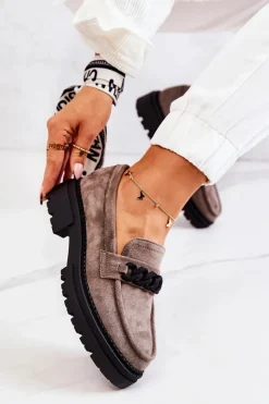 Boto Mokasyny Damskie Zamszowe*Zamszowe Półbuty Loafery La.Fi Szare Sapphira