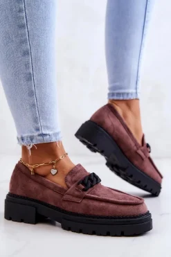 Clearance Boto Zamszowe Półbuty Loafery La.Fi Brązowe Sapphira